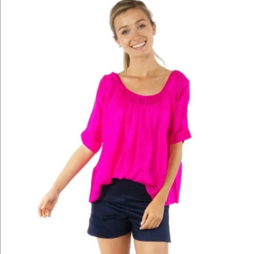 Gretchen Scott‎ hot pink silk swing top XS